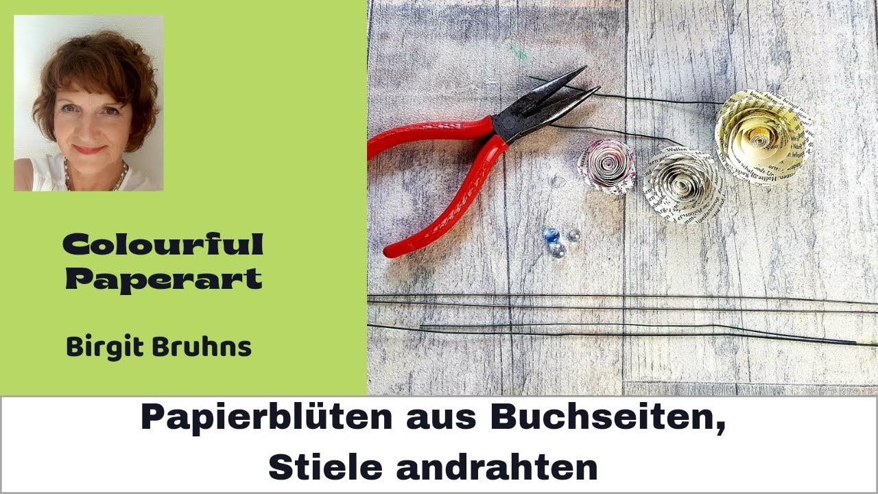 DIY Papierblüten andrahten - Stängel für Papierblüten -  Papier-Upcycling - Floristik