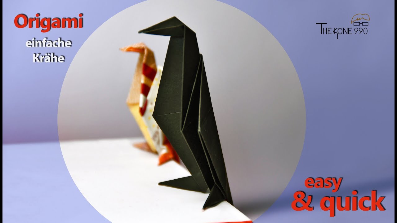 Faltanleitung einfache Krähe - Origami falten leicht gemacht