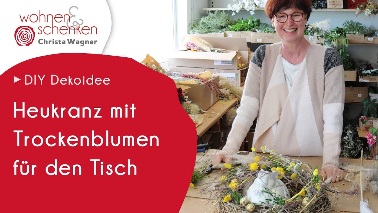 Heukranz mit Trockenblumen | DIY Tischdeko von Wohnen & Schenken - Christa Wagner