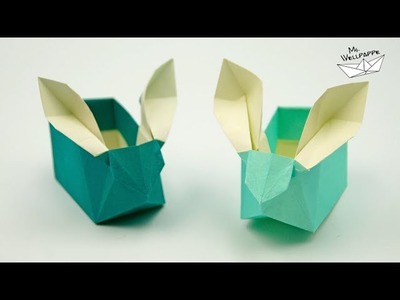 Origami Osterkorb.Osterhase basteln zu Ostern