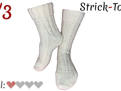 Socken mit Überzug-Zöpfchen Muster stricken leicht gemacht - Video 3.3 - Fuß und Spitze