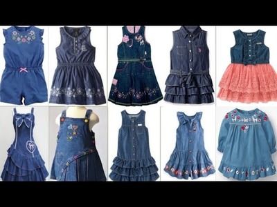 Denim dress design for baby girl.stylish embroidered jeans frock design for kid