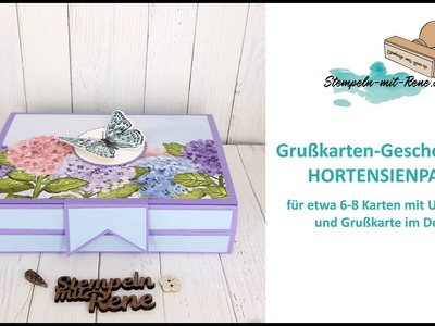 Grusskarten-Geschenkbox HORTENSIENPARK für 6 bis 8 Grusskarten inklusive Umschlag