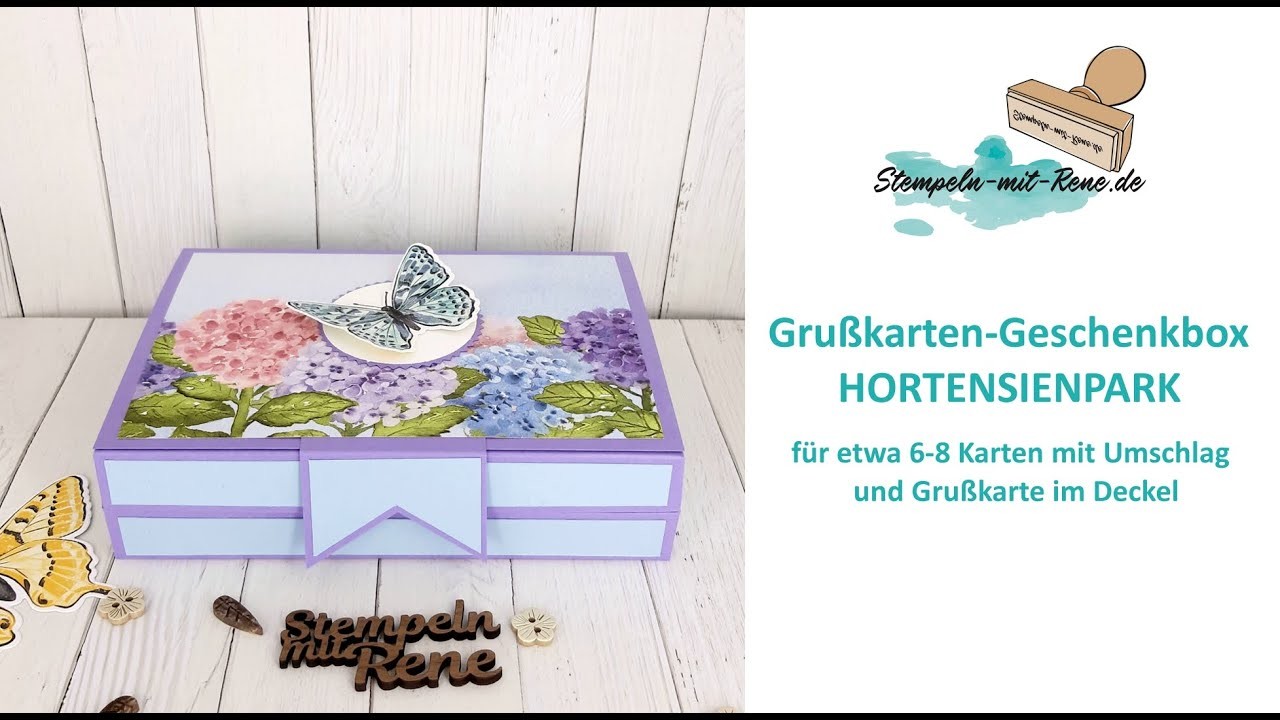 Grusskarten-Geschenkbox HORTENSIENPARK für 6 bis 8 Grusskarten inklusive Umschlag