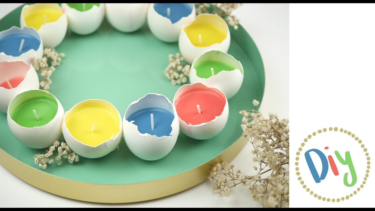 Kerzen in Eierschalen - Eierschalen mit Wachs befüllen - Deko Ostern und Frühling - Kerzen DIY