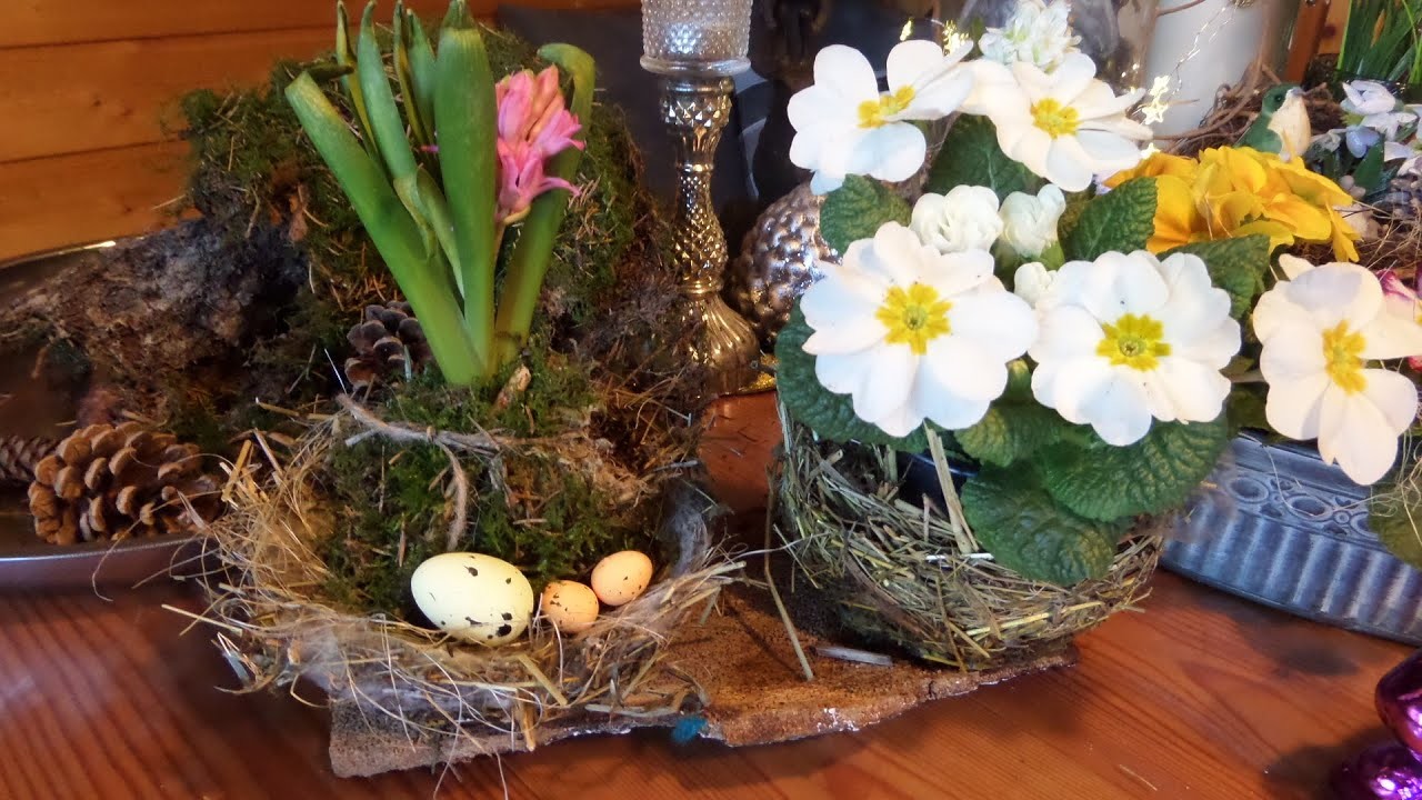 Natürliche Nostalgie BLUMEN-DEKO im Vogelnest & NESTER BASTELN leicht gemacht :))