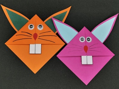Origami Osterhase Lesezeichen basteln - DIY Easter Bunny Corner Bookmark