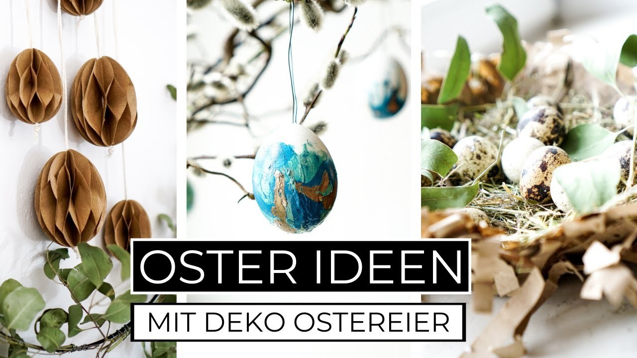 Osterdeko 2021 | DIY Deko-Ostereier ausblasen & färben | Osternest basteln mit Papier