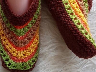 Bunte Schuhe stricken