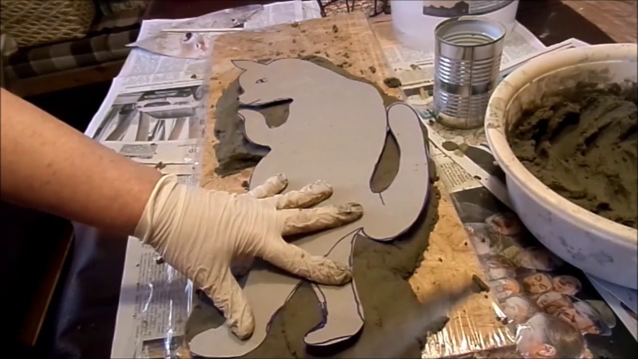 DIY: besondere Blumen BETON DEKO-KATZE mit PFLANZKORB -basteln :))