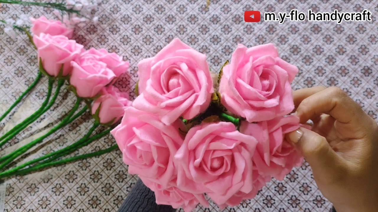 Diy Felt Rose Bud Hand Bouquet Wedding || Cara Membuat Kuncup Mawar Flanel