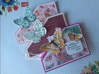 Eckige PopUp Karte Schmetterlinge. Corner PopUp Card Produktvorstellung Butterfly Brilliance