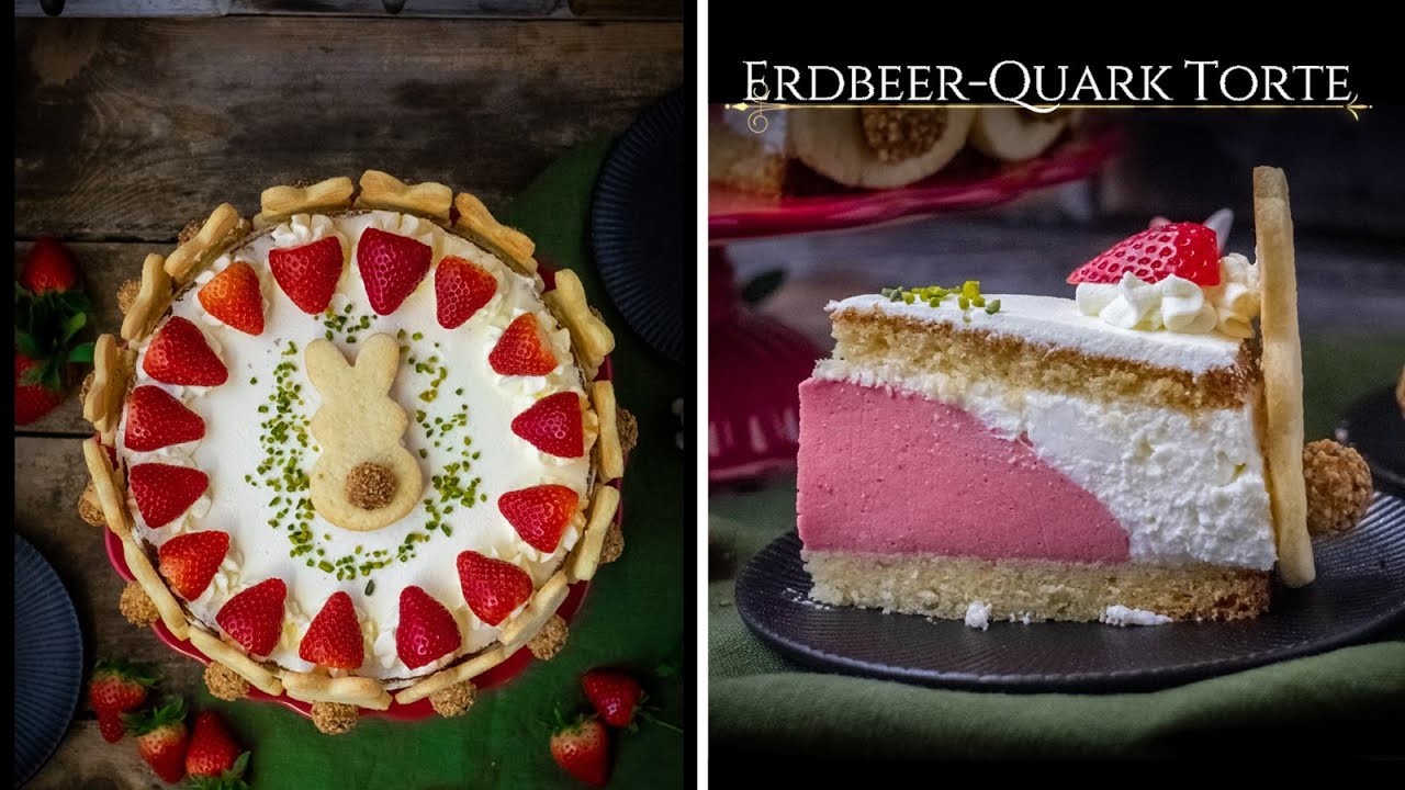 ErdbeerQuark-Torte mit Hasenkekse. #osterprojekt2021. DER HINGUCKER ÜBERHAUPT. Osterrezept