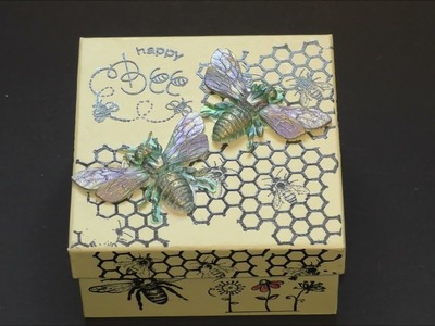 Mixed Media - Bienchen Geschenkebox gestempelt - Happy Bee Box