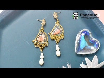 【Pandahall DIY Tutorial】Retro-Stil Blume Epoxidharz Ohrringe. Retro flower epoxy resin earrings