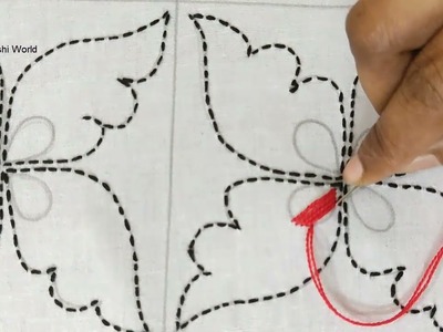 নকশিকাঁথা সেলাই করার অনেক সুন্দর একটি ডিজাইন,Hand embroidery beautiful nakshi katha stitch tutorial