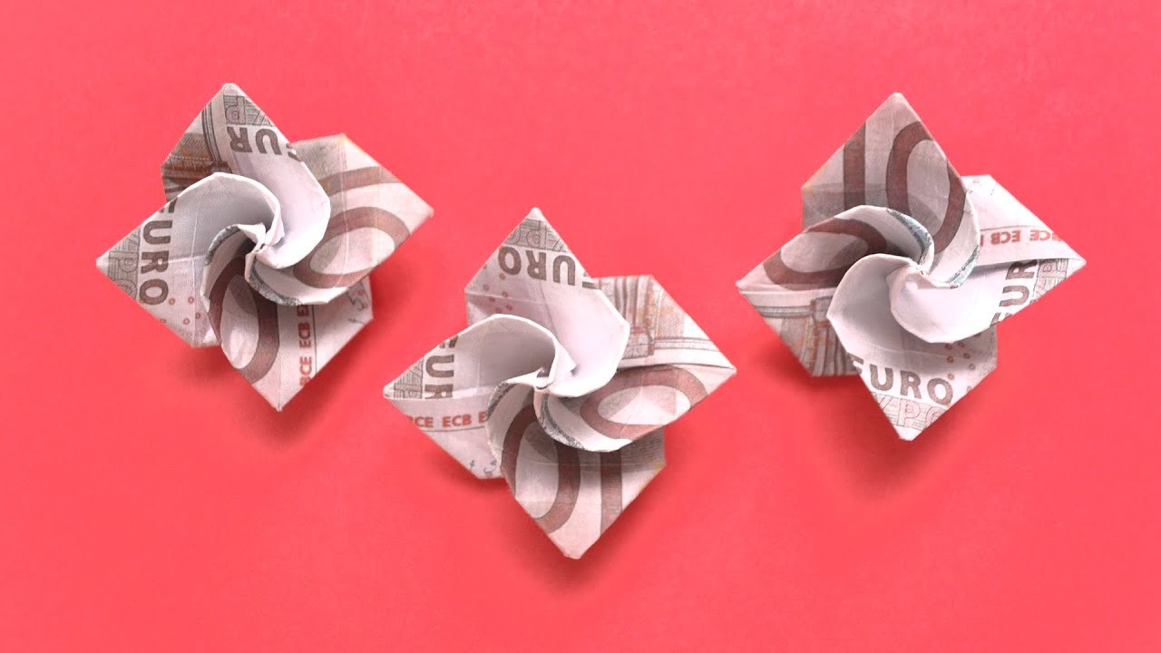 Einfache Origami ROSE BLUME Geldgeschenk GELD FALTEN | Easy Money ROSE | Tutorial by Euro Origami