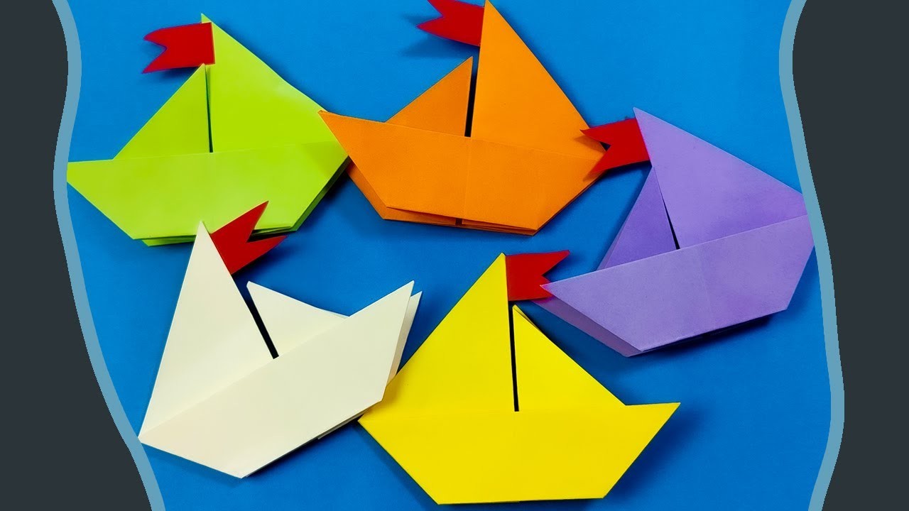 Origami Boot aus Papier ohne Kleber und ohne Schere selber basteln