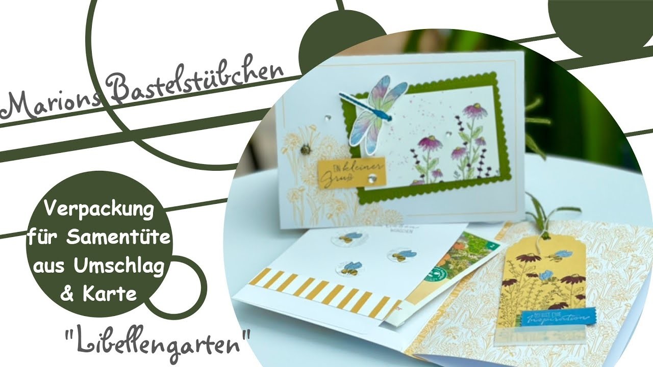Verpackung für Samentüte aus Umschlag & Karte basteln mit "Libellengarten" von Stampin´ Up!