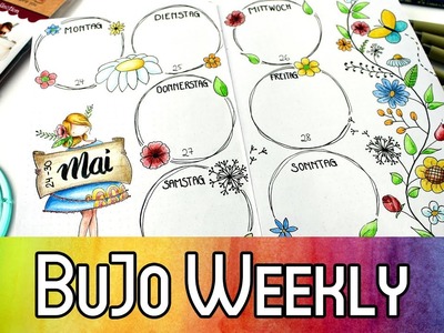 Bullet Journal Wochendekoration mit Stempel und Doodling | BuJo Weekly