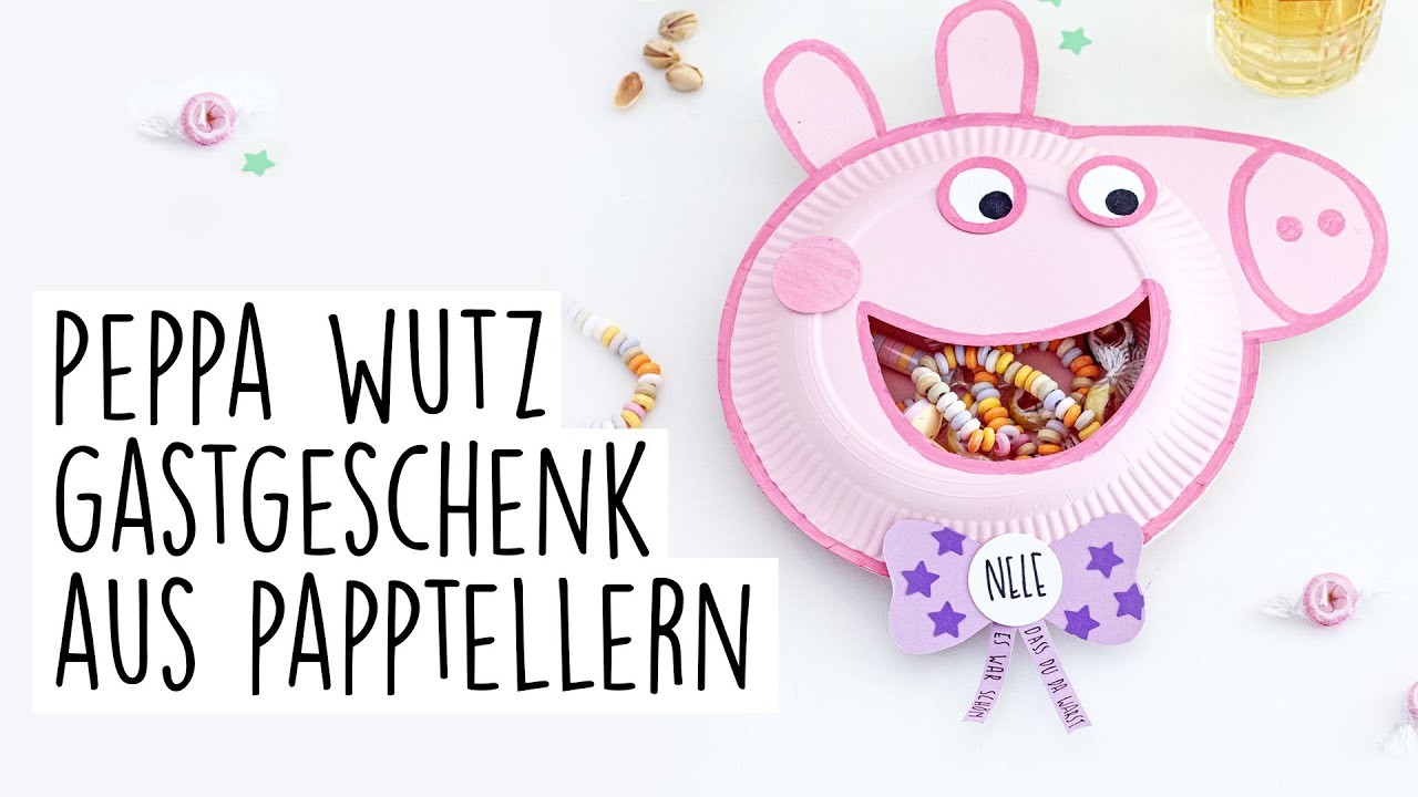 Peppa Wutz aus Papptellern: Gastgeschenk Kindergeburtstag: