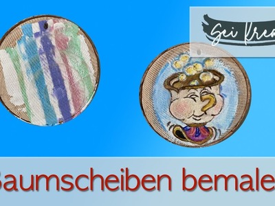 Baumscheiben bemalen | Dekoration | Farben | Holz | Geschenk | Deko Idee | Basteln | Sei Kreativ