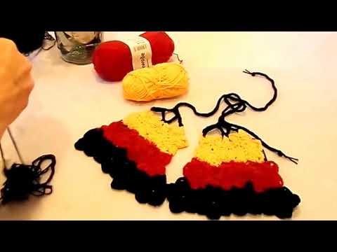 DIE EM kommt-  cooles FAN BIKINI- Oberteil  Top  HÄKELN leicht gemacht :))