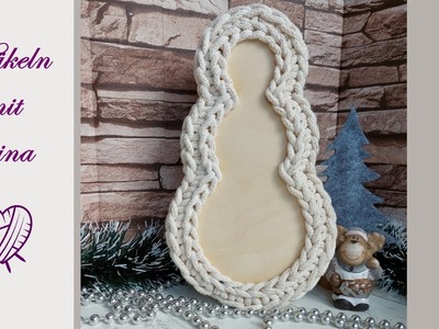 Körbchen Schneemann mit Holzboden  gehäkelt als Geschenkidee zu Weihnachten crochet Basket