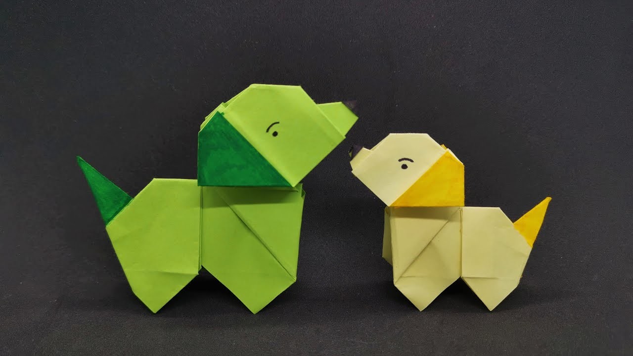 Origami Hund falten mit Papier - Hund basteln - DIY Paper Dog - оригами