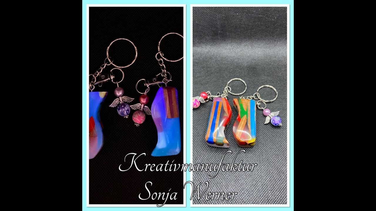 Schlüsselanhänger aus Epoxidharz von und Leuchtpigment von #Epodex