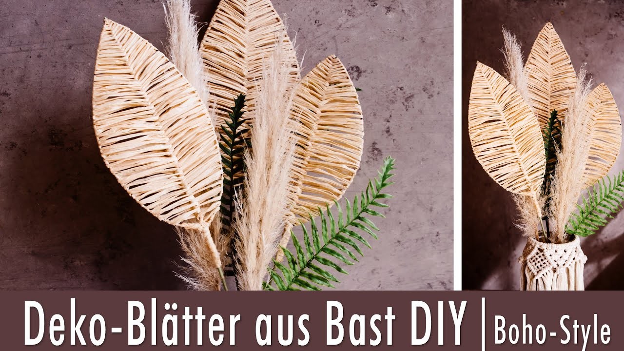 Sommerliche Deko-Blätter aus Bast ganz leicht selbermachen | DIY | Boho-Style | Sommer-Deko