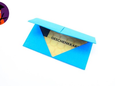 Basteln mit Papier Origami Brieftasche. Geschenkkarte selber falten DIY Geschenk #wplus.tv