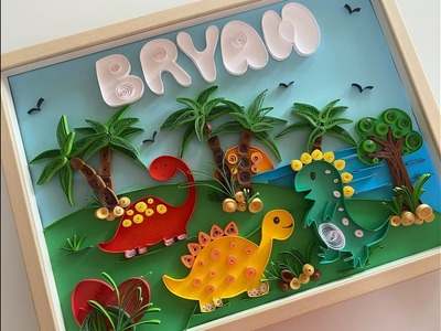 Dinosaurs paper quilling handmade art