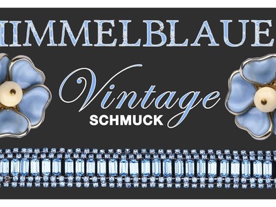 Mystery Paket | Vintage Modeschmuck auspacken in Himmelblau: Kette, Armband, Ohrringe, Broschen