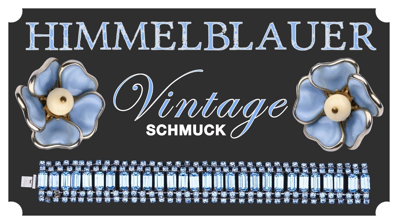 Mystery Paket | Vintage Modeschmuck auspacken in Himmelblau: Kette, Armband, Ohrringe, Broschen