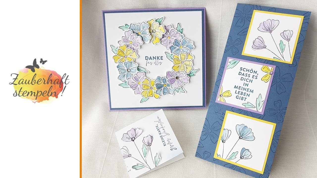 3 besondere Kartenformen | Set Freundschaftsblüten | Slim Line, Mini und Quadrat | Stampin' Up!