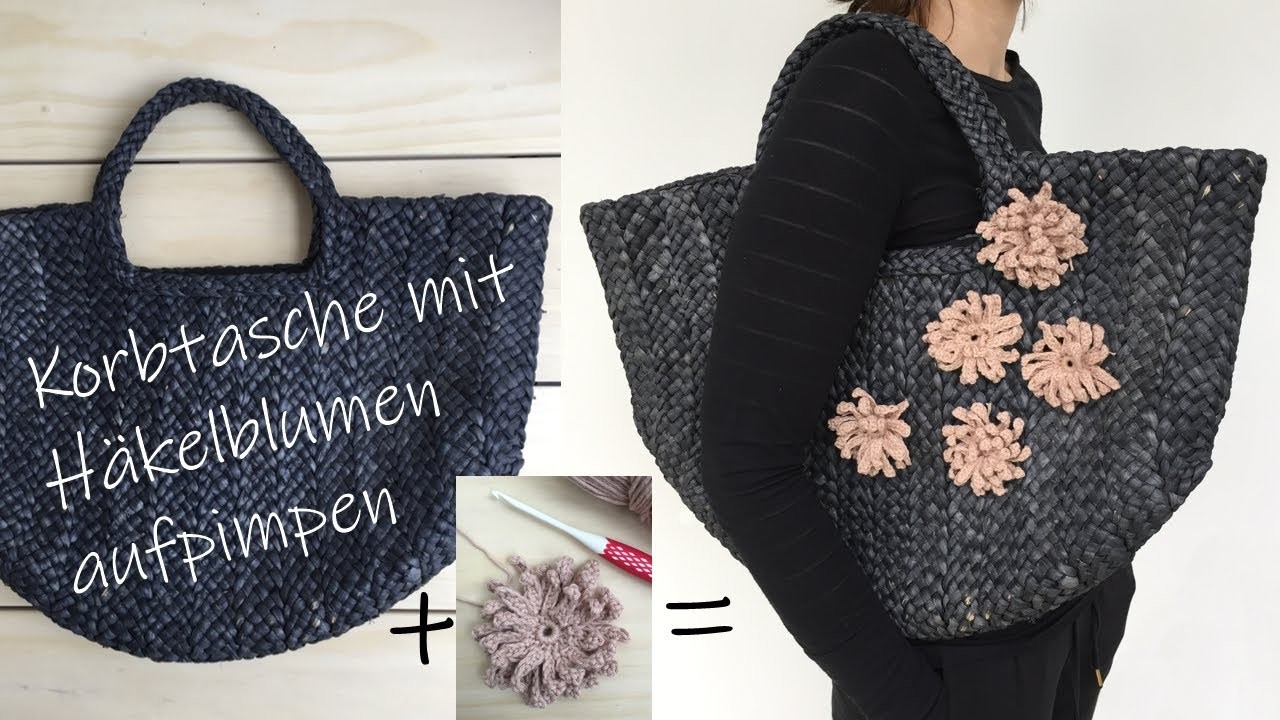 Anleitung - Blumen häkeln und damit Taschen und mehr aufpeppen