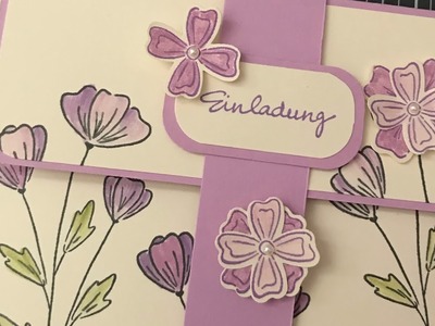 Einladungskarte basteln - für Hochzeit Jubiläum Taufe Konfirmation - mit StampinUp!