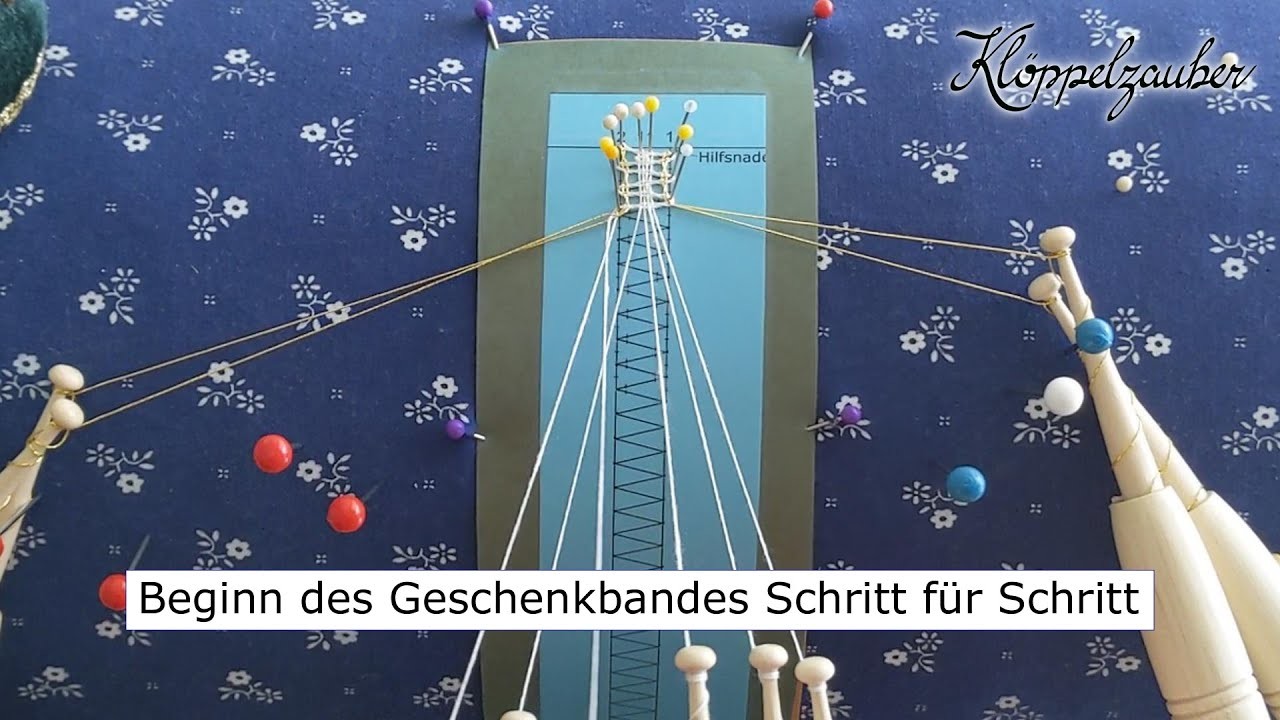 Grundkurs Klöppeln #02 - Video 2: Beginn des Leinenschlag-Geschenkbandes