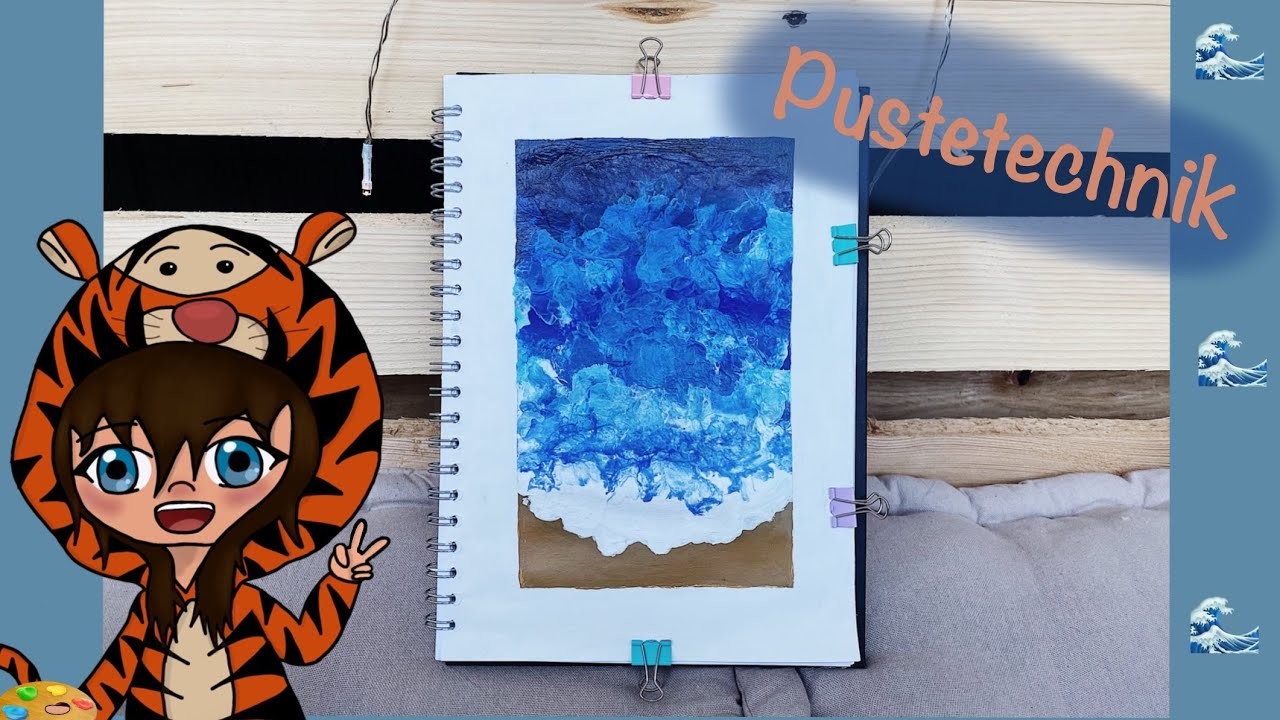Meer aus Acrylfarbe mit Pustetechnik ???? (TikTok)