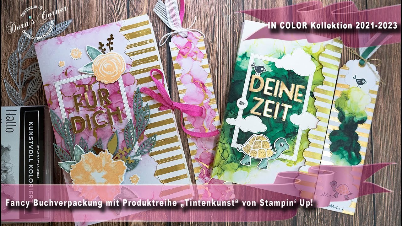 Buchverpackung mit IN COLOR 2021-2023 und Tintenkunst von Stampin'Up! - Video Hop Team Stempelwiese