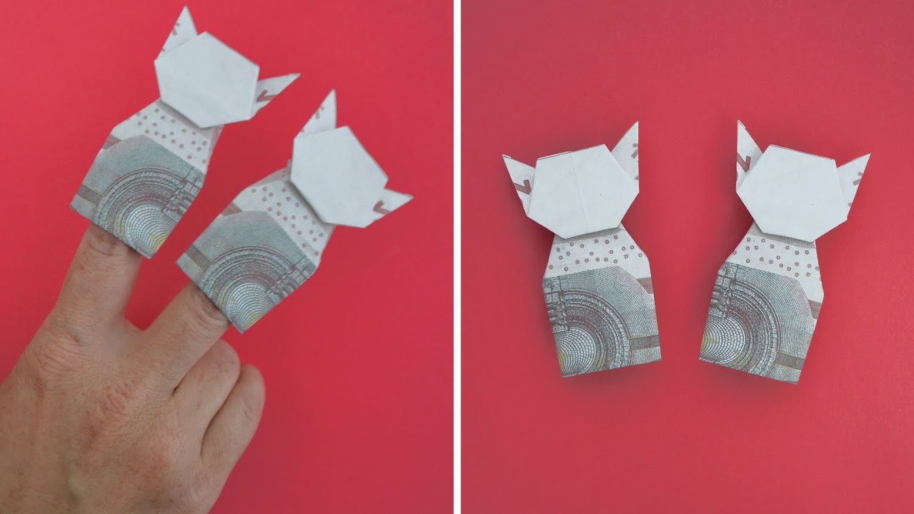 Euro Origami FINGERSPIELZEUG "KATZE" Geldgeschenk GELD FALTEN | Money FINGER TOY "CAT" | Tutorial
