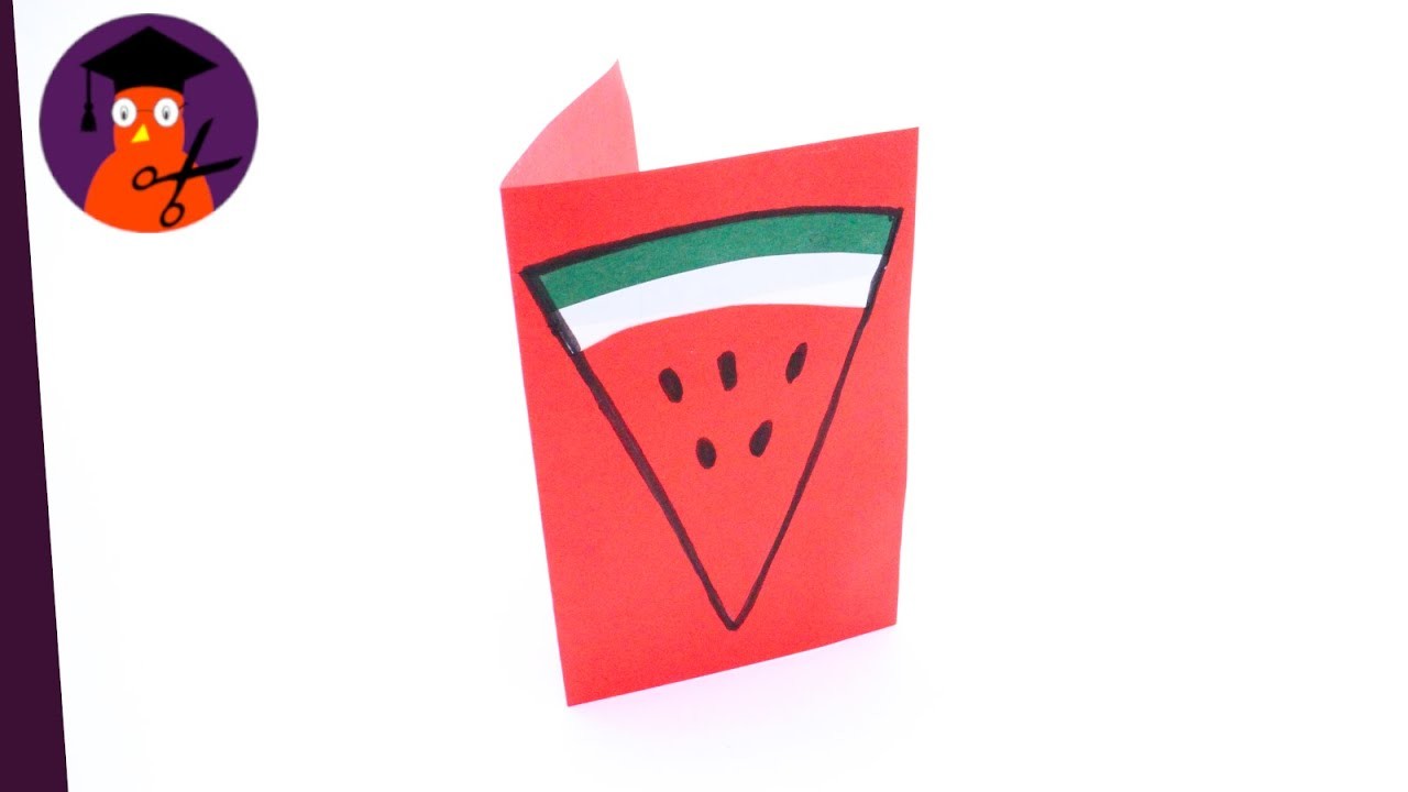 Basteln mit Papier Karte Melone DIY für Geburtstag, Urlaub & Sommer #wplus.tv