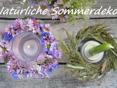 DIY * Scandinavian Style * Sommer Deko mit Kerzen aus Wiesenblumen und Gräsern * Geschirr upcycling