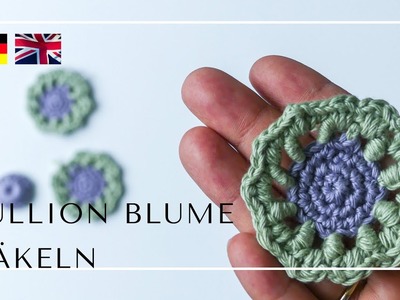 EINFACHE Blume mit  BULLION Muster häkeln | Bullion Stitch Flower crochet pattern