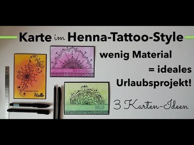 Karte mit Mandalas. Henna Tattoo Style- basteln im Urlaub mit wenig Material!