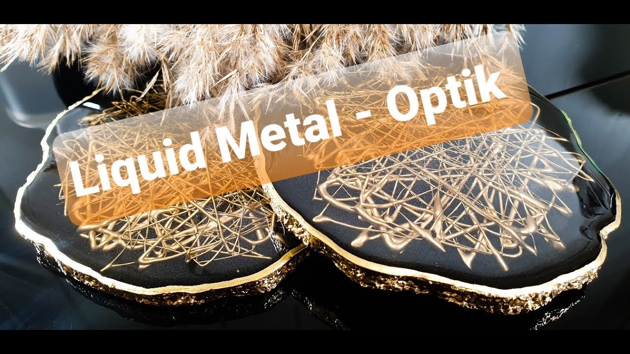 Untersetzer aus Epoxidharz mit "Liquid Metal" - Optik