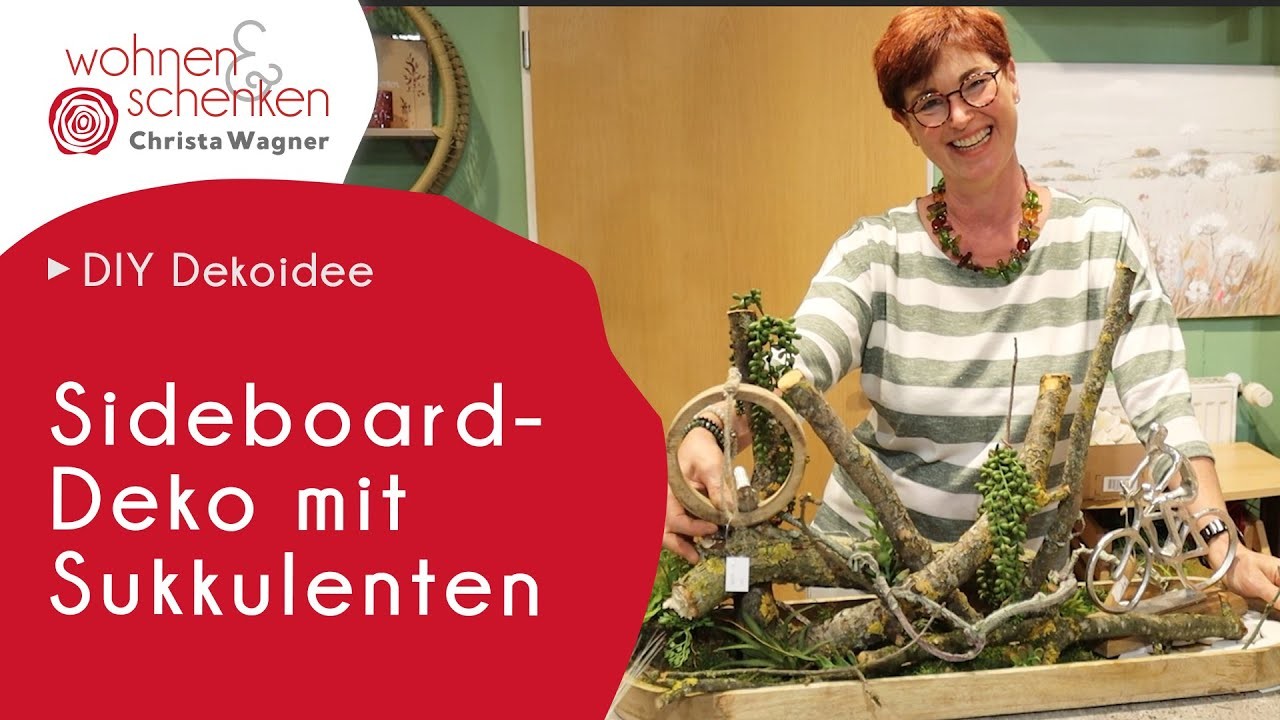 Sideboard Deko mit Sukkulenten | DIY Dekoidee von Wohnen & Schenken - Christa Wagner