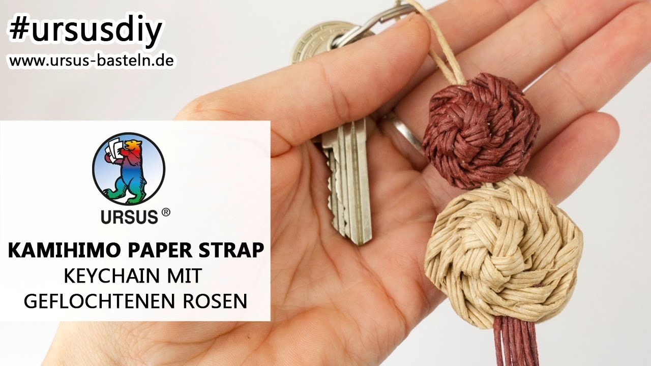 Wir flechten einen Schlüsselanhänger | Anleitung mit Rosenmuster aus Kamihimo Paper Strap