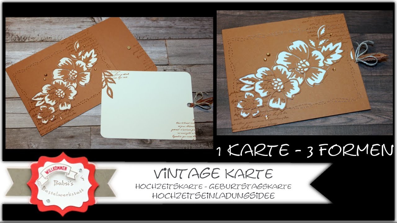 Besondere Kartenform - Vintage Karte basteln - Hochzeitskarte - Einladungskarte Vintage - Stampin Up